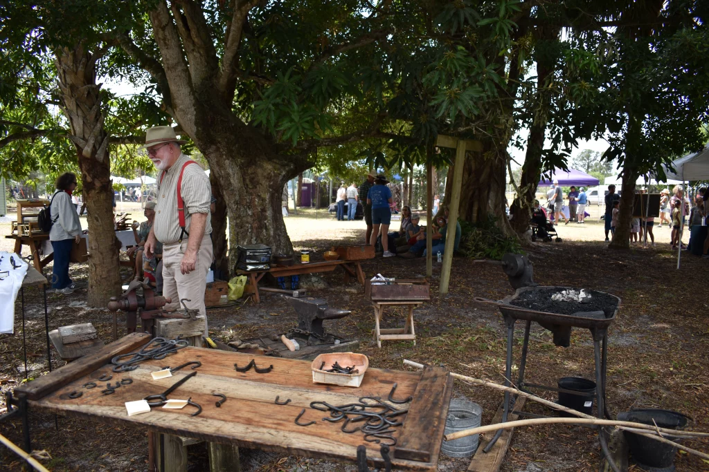 Historic blacksmithing display at the 2023 Immokalee Cattle Drive and Jamboree
