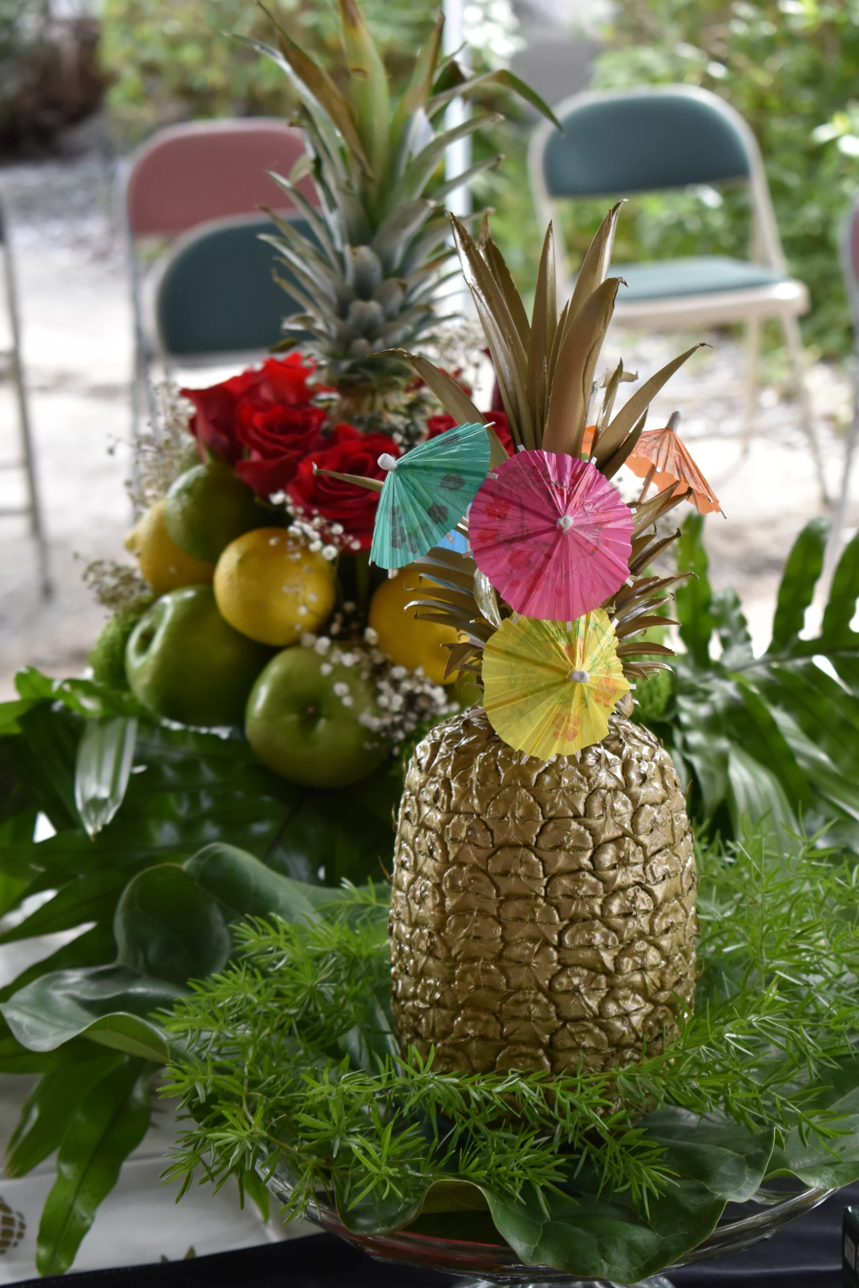 Two types of pineapple centerpiece