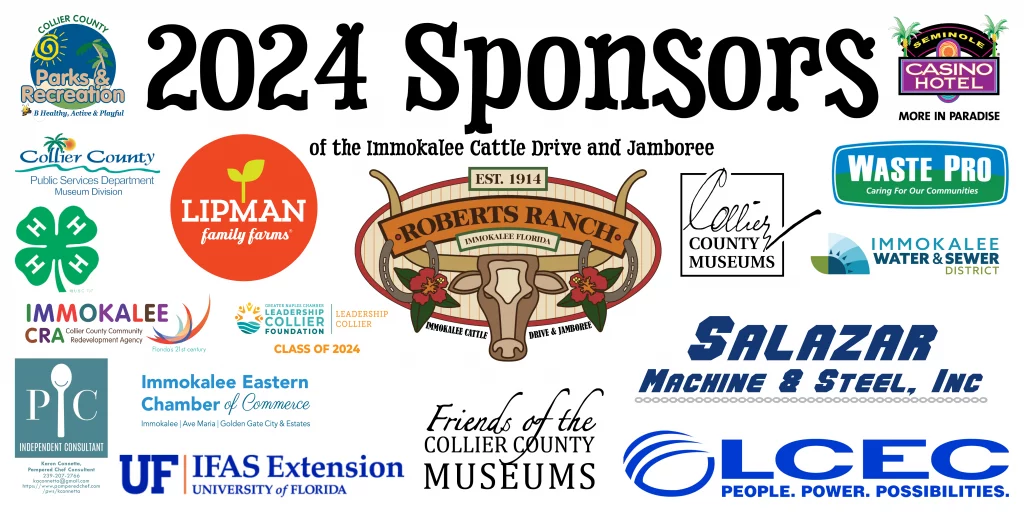 Collection of logos displaying the 2024 cattle drive sponsors