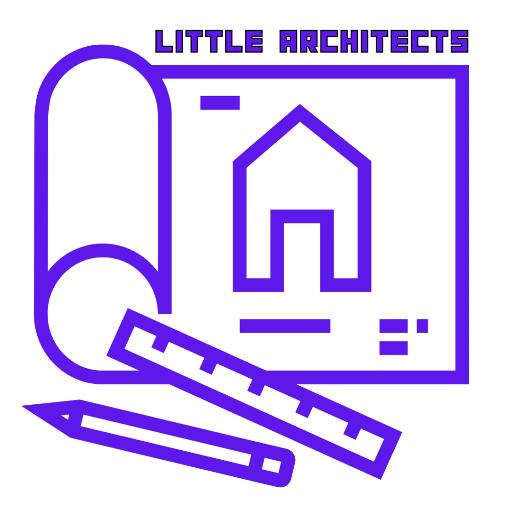 Purple line-art of a building plan