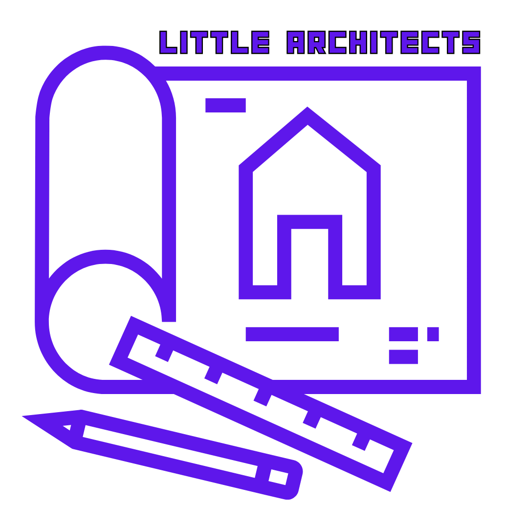Purple line-art of a building plan