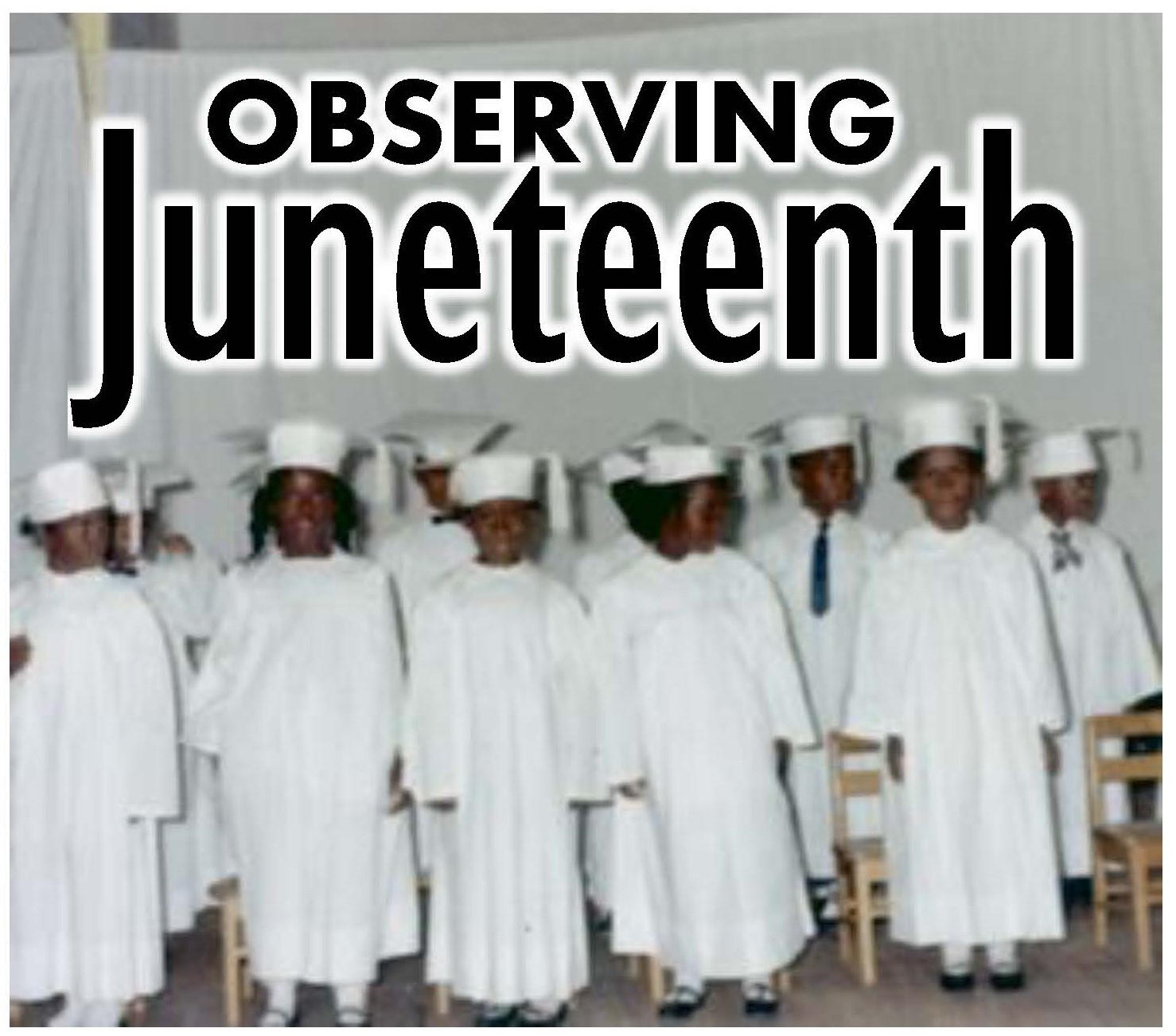 Several black children in white choir robes