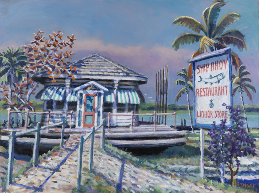 Paul Arsenault painting of the Ship Ahoy restaurant